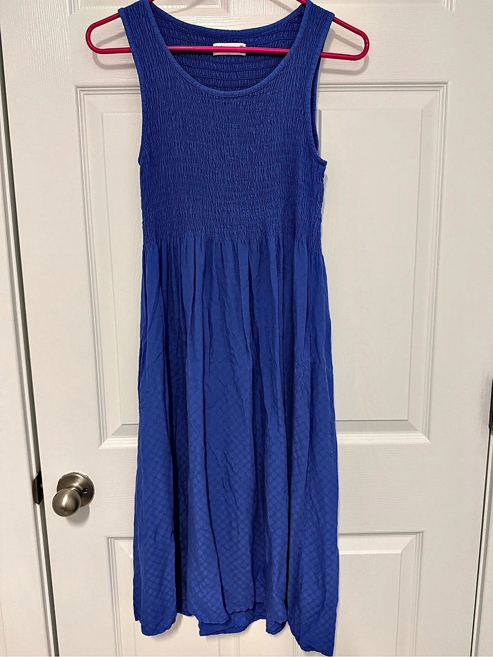 Croft & Barrow Petite Blue Smocked Midi Dress
